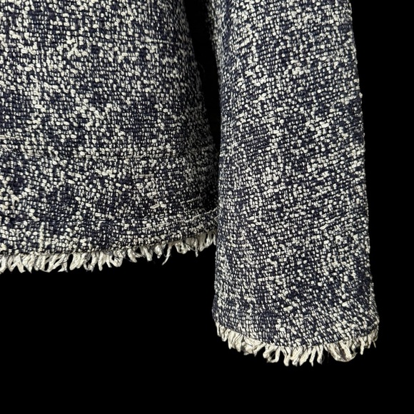 Talbots Blazer Navy White Tweed Fringe Preppy Career Size 6 - Picture 3 of 6
